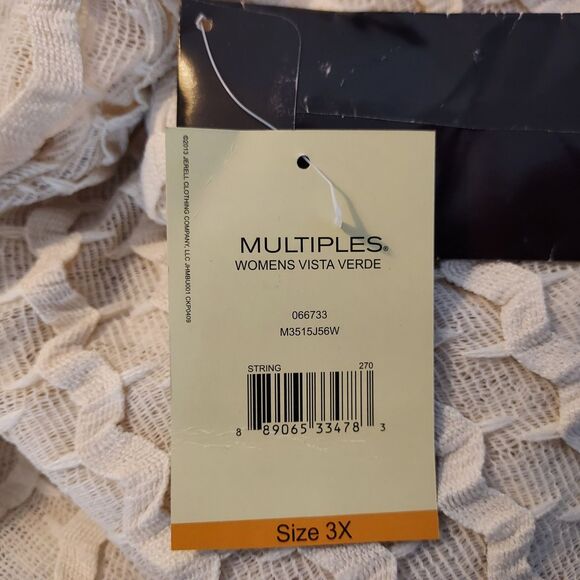 Multiples Cardigan Womens Plus Size 3X Sheer Beige Button Front Asymmetrical NWT - Picture 9 of 12